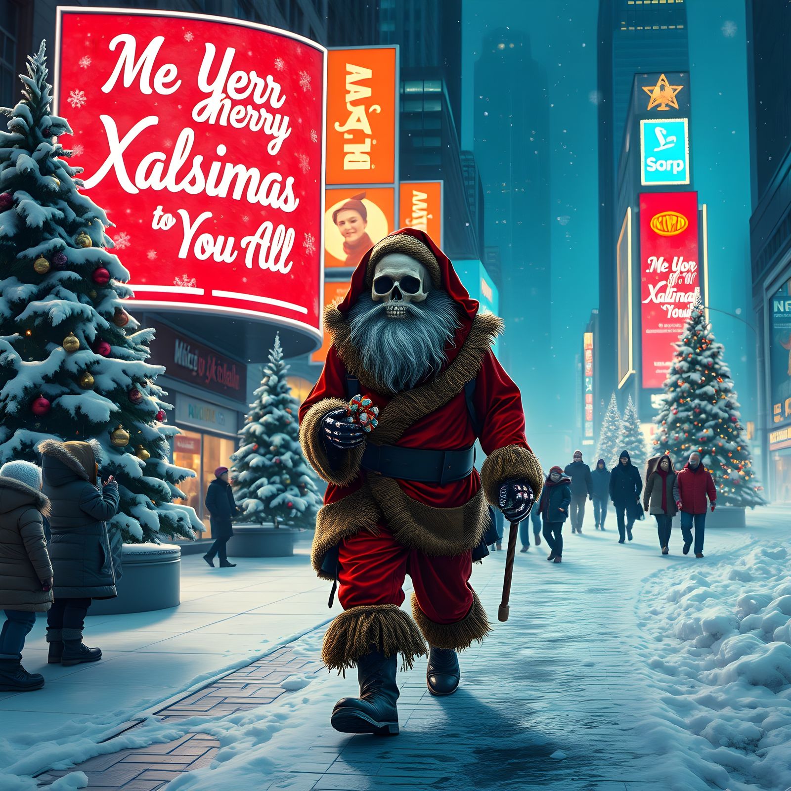 Halloween Skull Santa Claus in New York City