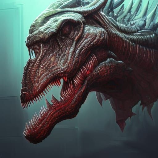 Eldritch Demonic Tyrannosaurus Rex Portrait in Unreal Engine...