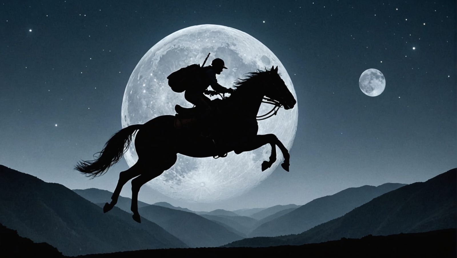 ET on Horseback Under Moonlight