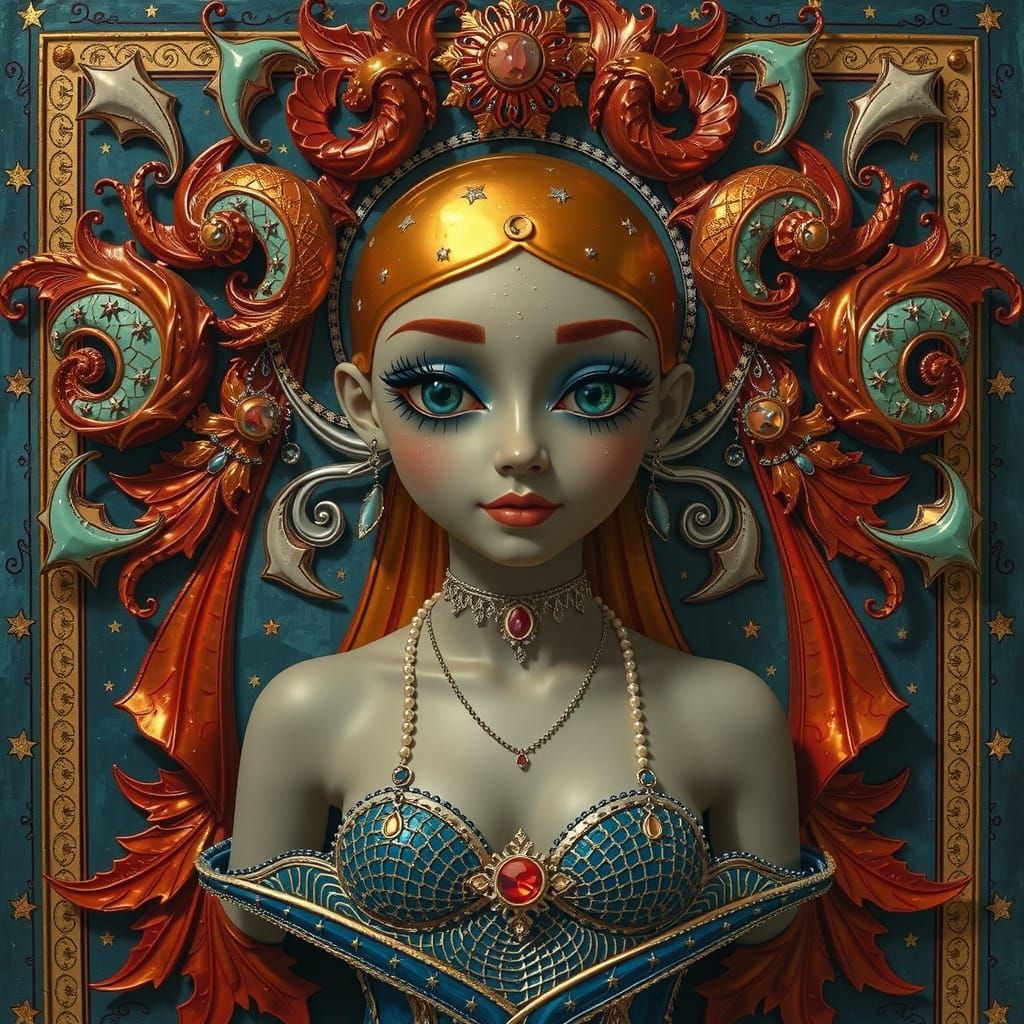 Surreal Glass Pillow with Geometric Curves