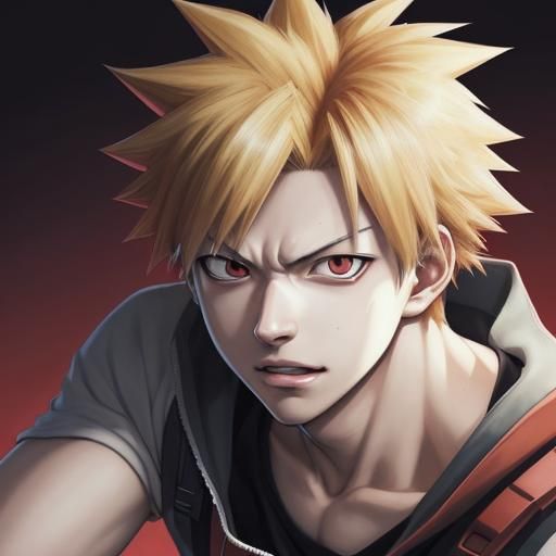 Bakugo Using His Quirk in Anime Style