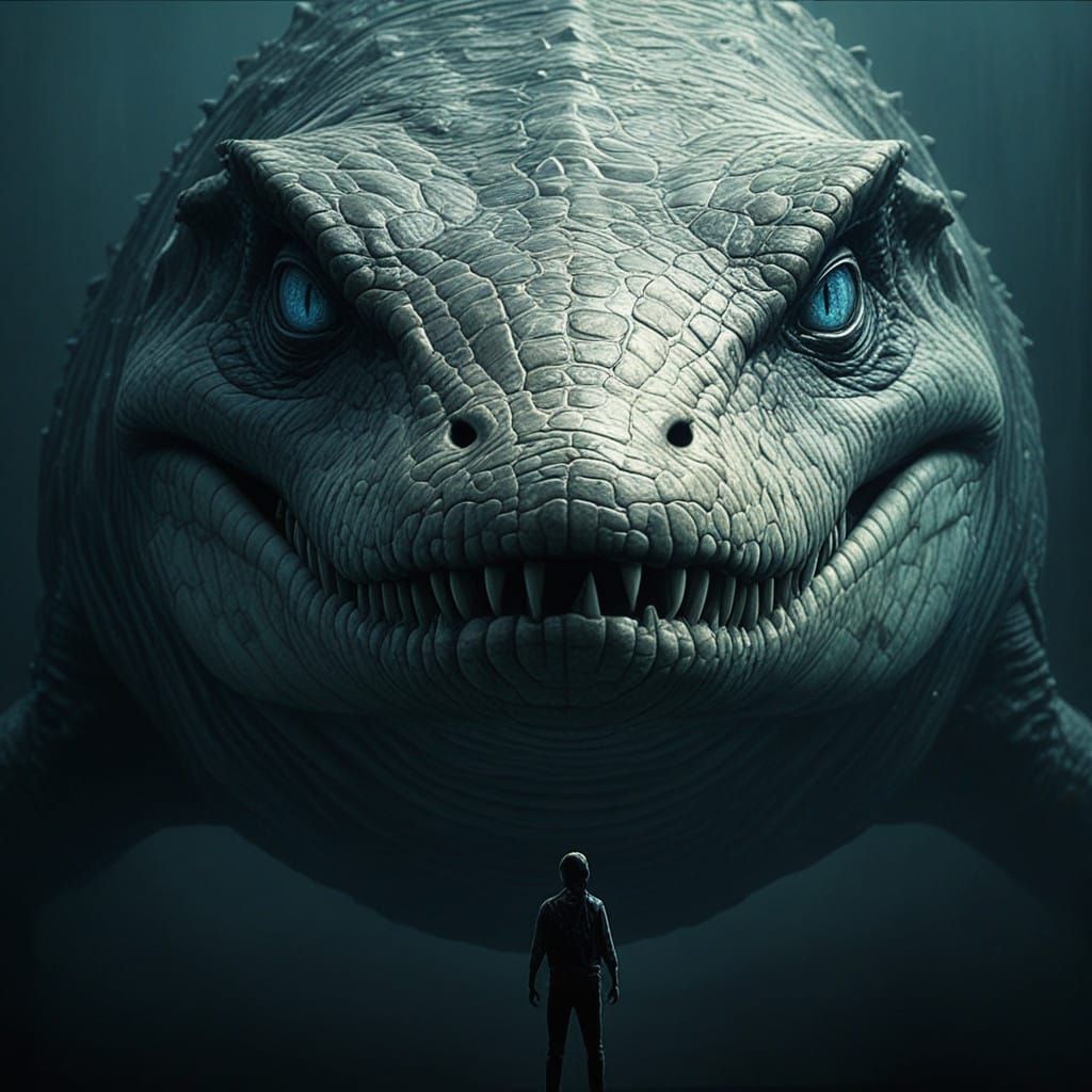 Hyperrealistic Mosasaur Portrait: Ominous, Immersive, and Un...