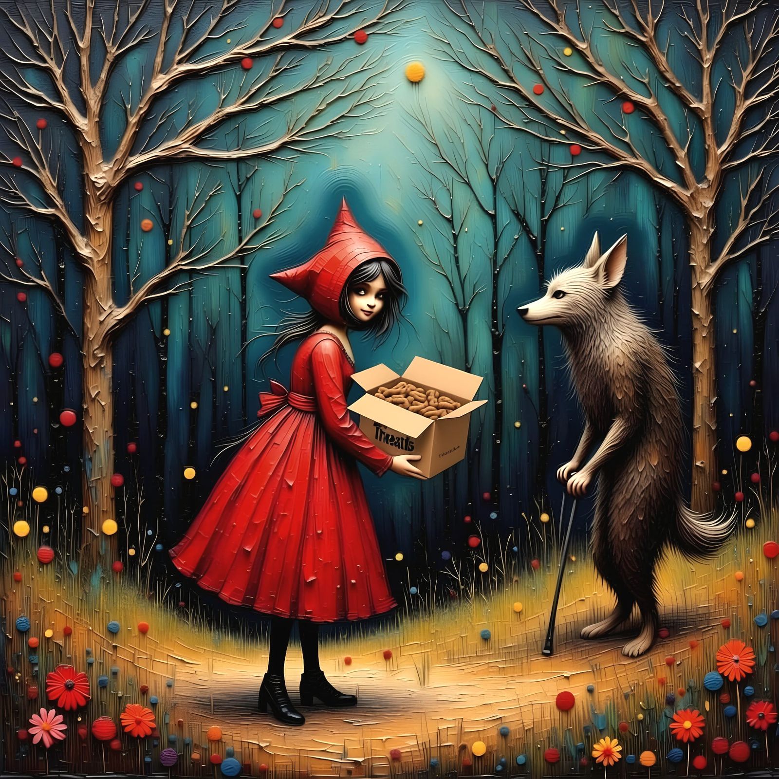 Red Riding Hood Meets Geriatric Wolf in Swirling Forest Oil ...