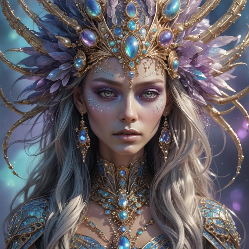 Elegant Alien Woman Portrait in Hyperrealistic Digital Art