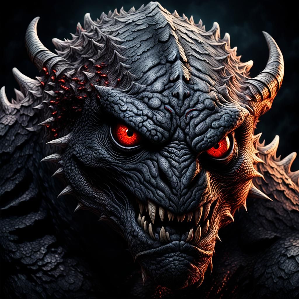 Terrifying Dark Fantasy Creature Stares Intensely