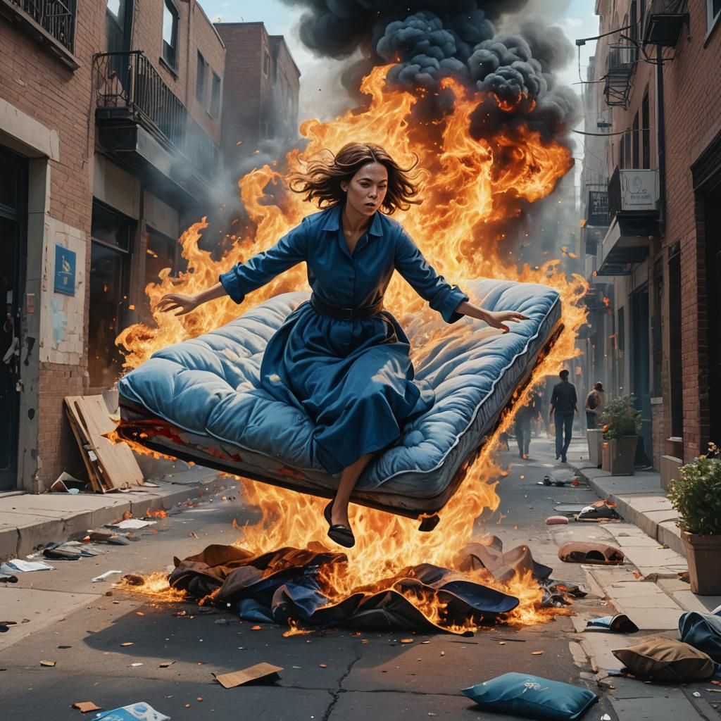 Hyperrealistic Flaming Mattress Concept Art