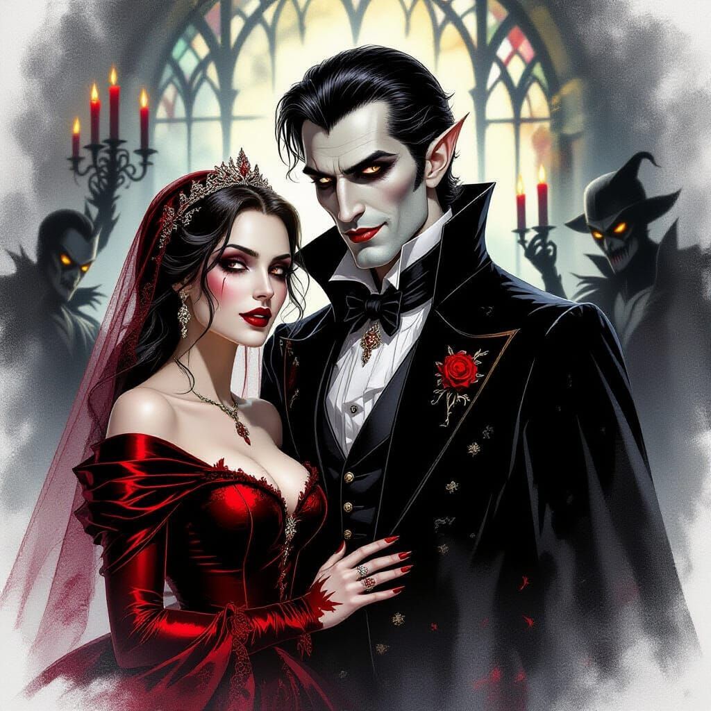 Dracula and Bride's Dark Gothic Wedding