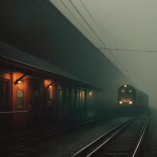 Atmospheric Train Platform Scene in Cinematic Realism