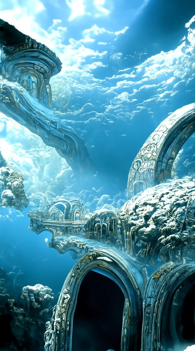 Underwater Portal with Rococo Art Nouveau Architecture