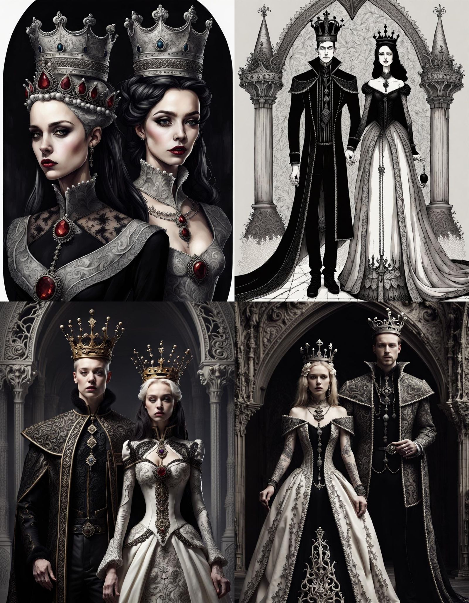 Intricate Gothic King and Queen in Fantastical Art