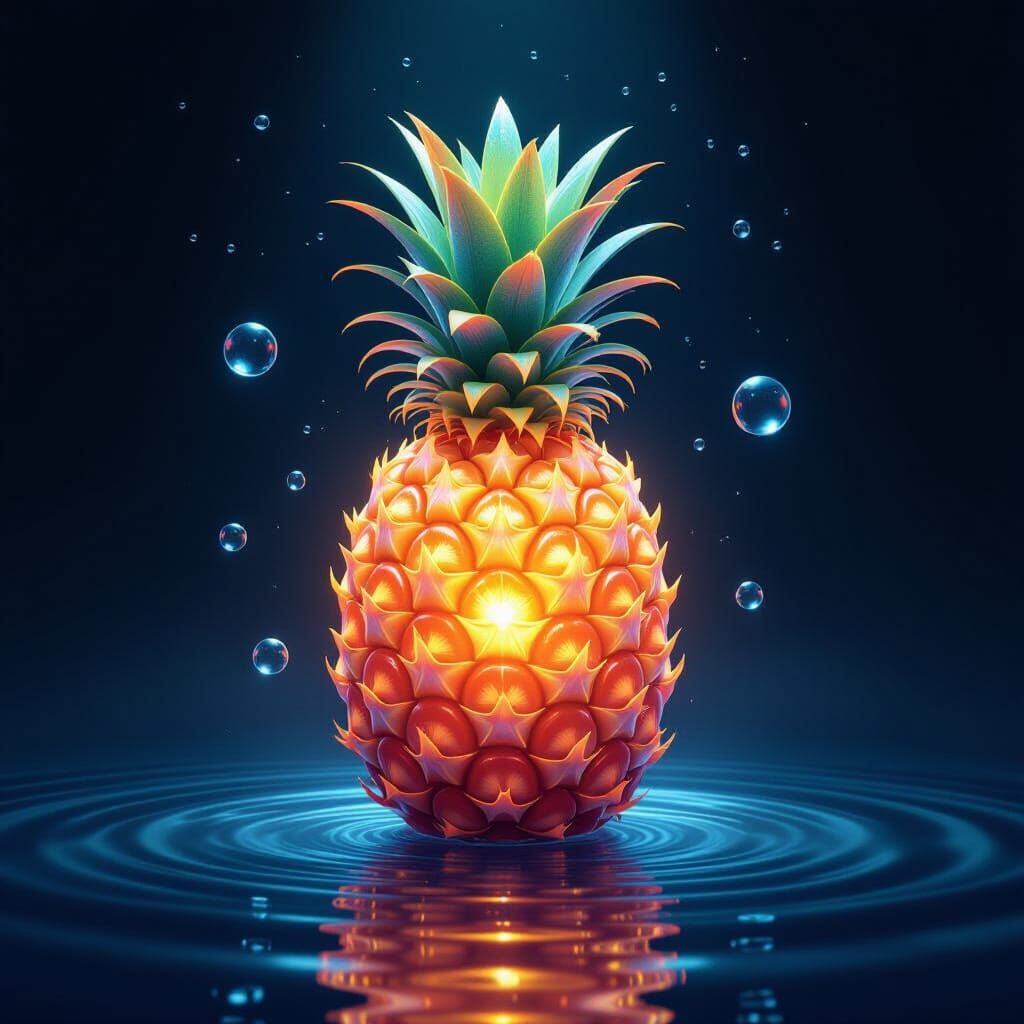 Luminous Pineapple in Dreamy Abstract Style