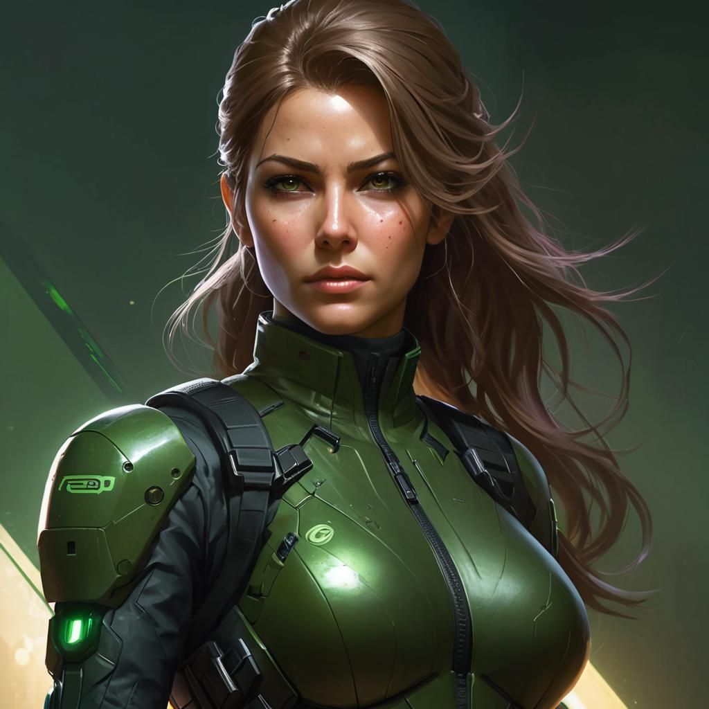 Tactical Female Spy in High-Tech Base