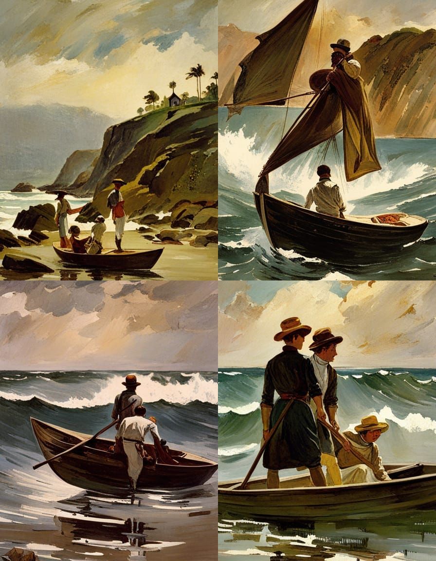 Dynamic Seascape in Winslow Homer Style