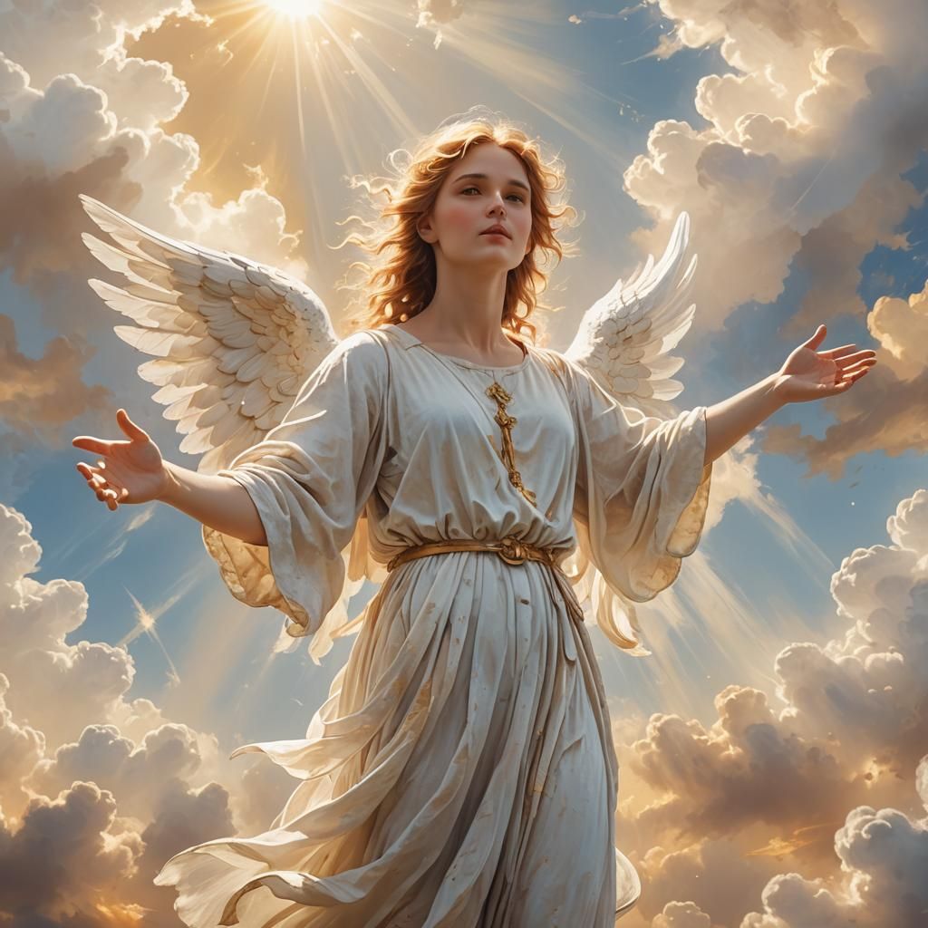 Ethereal Angel in Heavenly Light: Digital Art