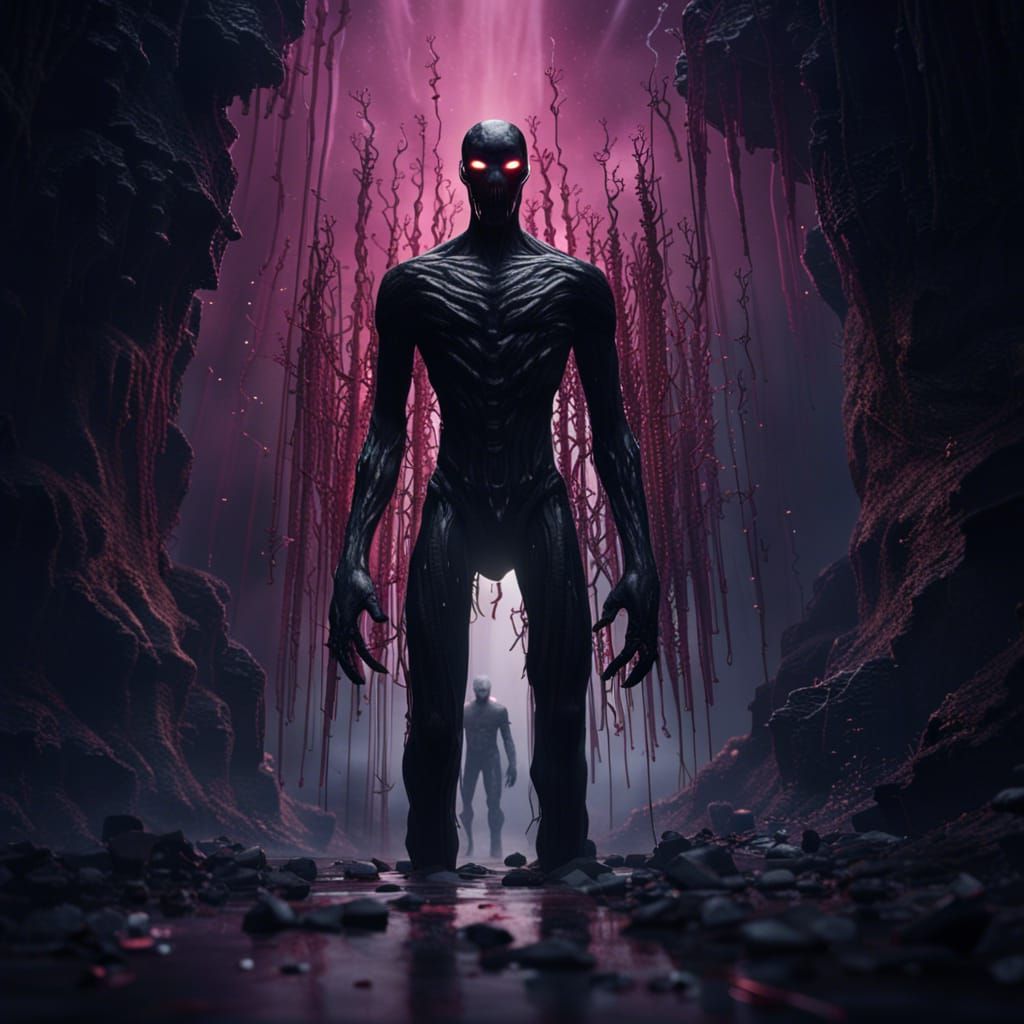 Realistic Enderman Attack in Detailed Matte Painting