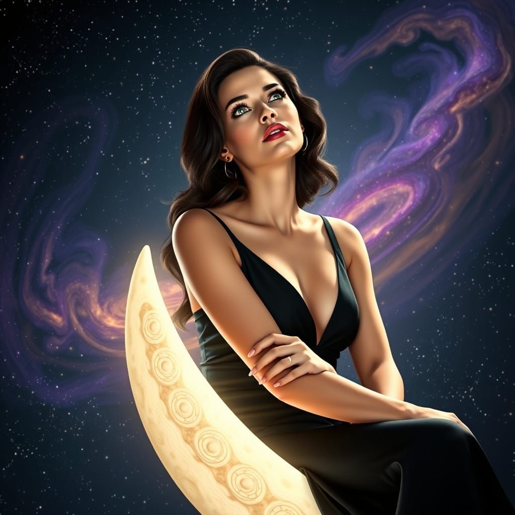 Ethereal Pop Star on the Moon, Basking in Starlight