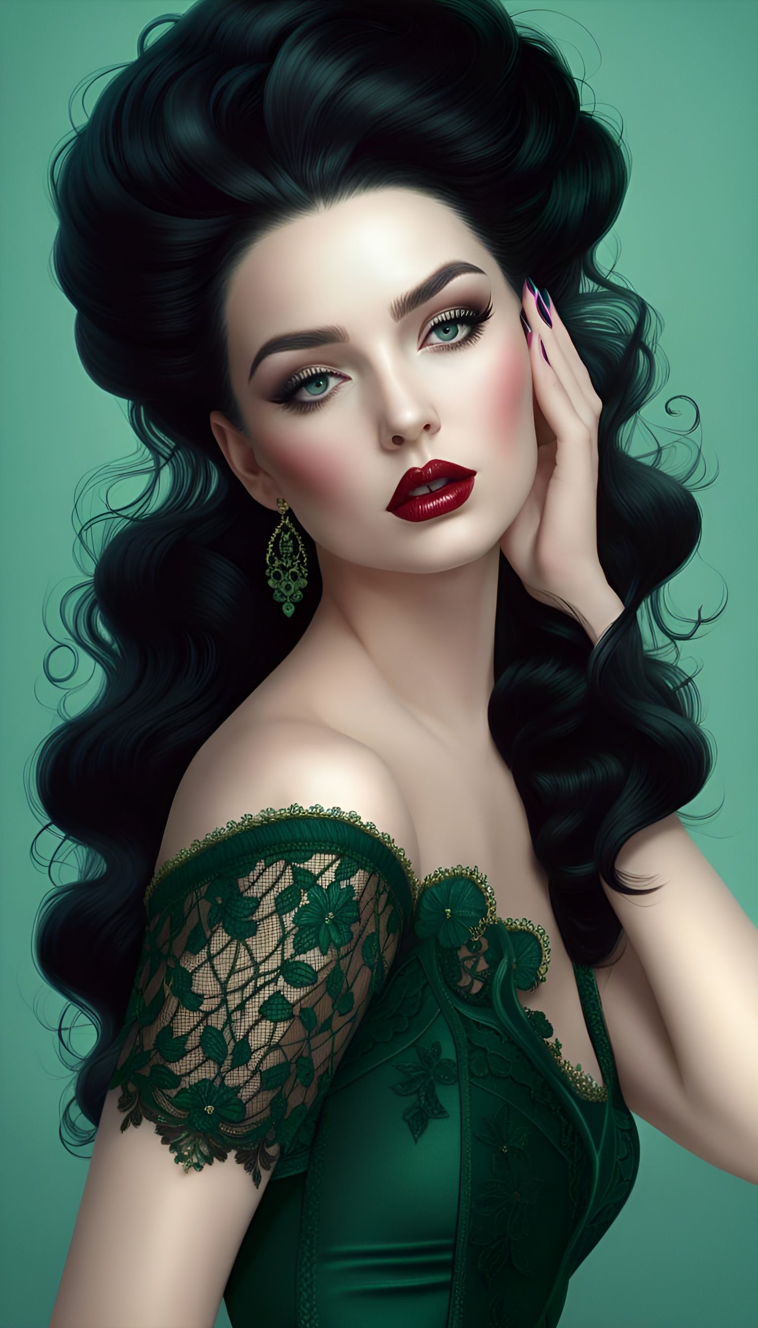 Lace-Adorned Boudoir Model in Rococo Concept Art