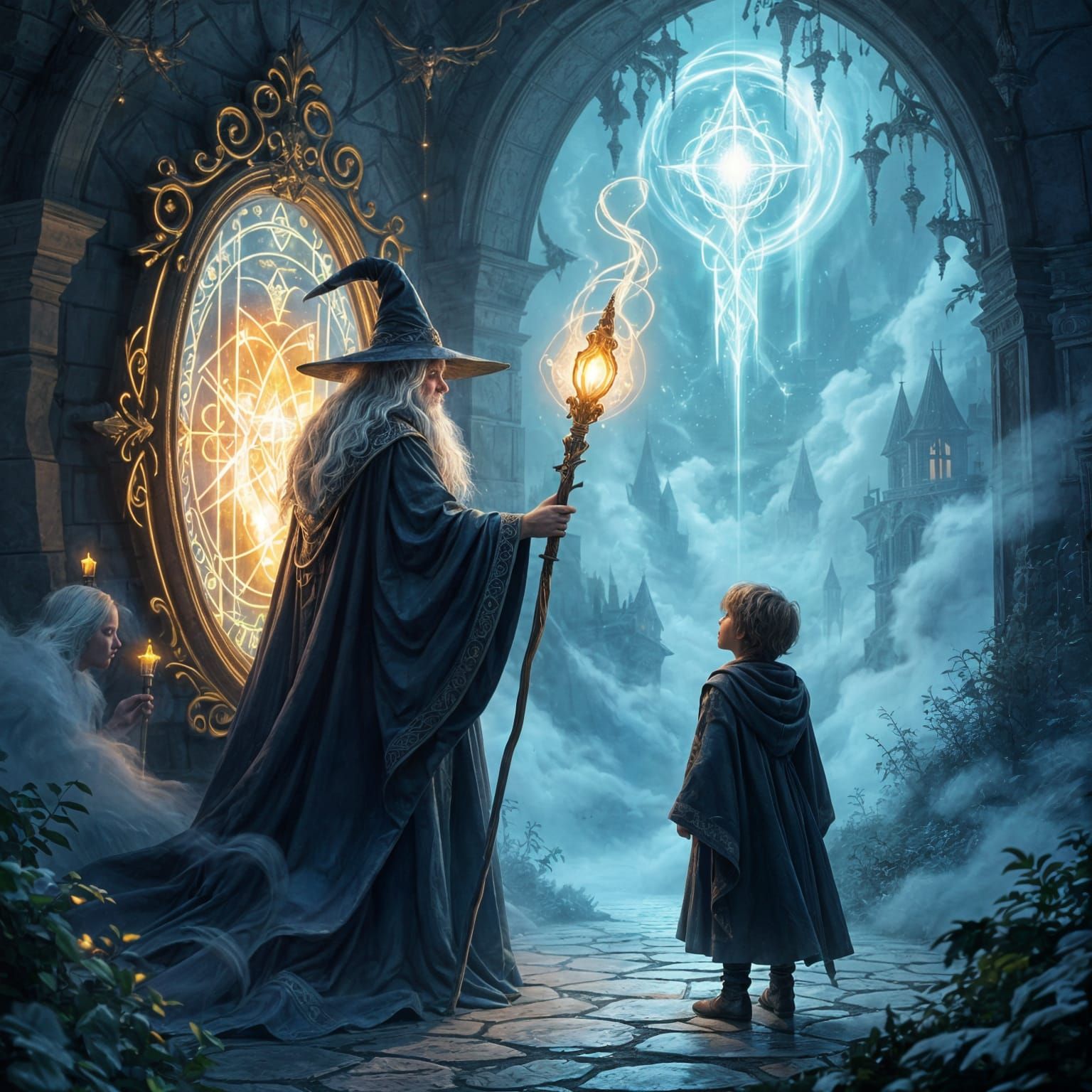 Wizard Meets Apprentice Self in Enchanted Mirror