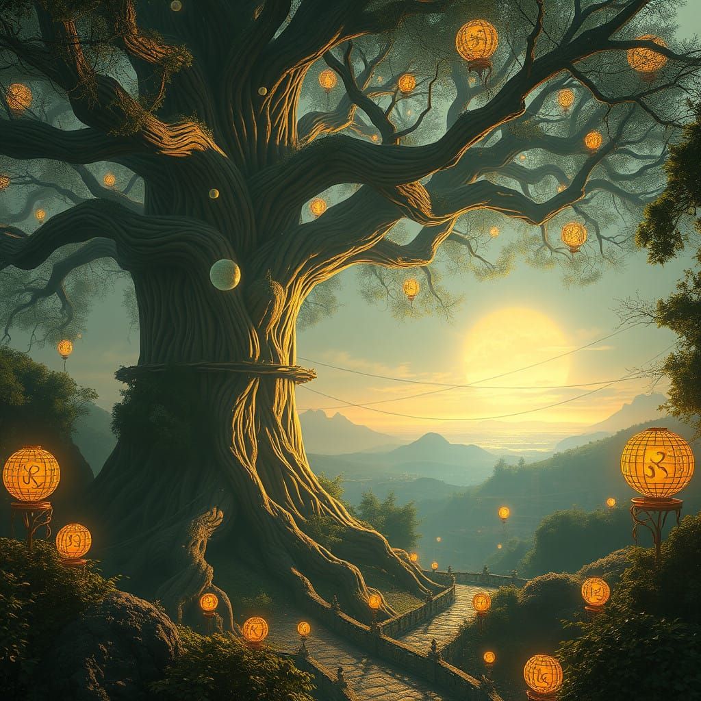 Ethereal Realm Unfolds in Golden Light