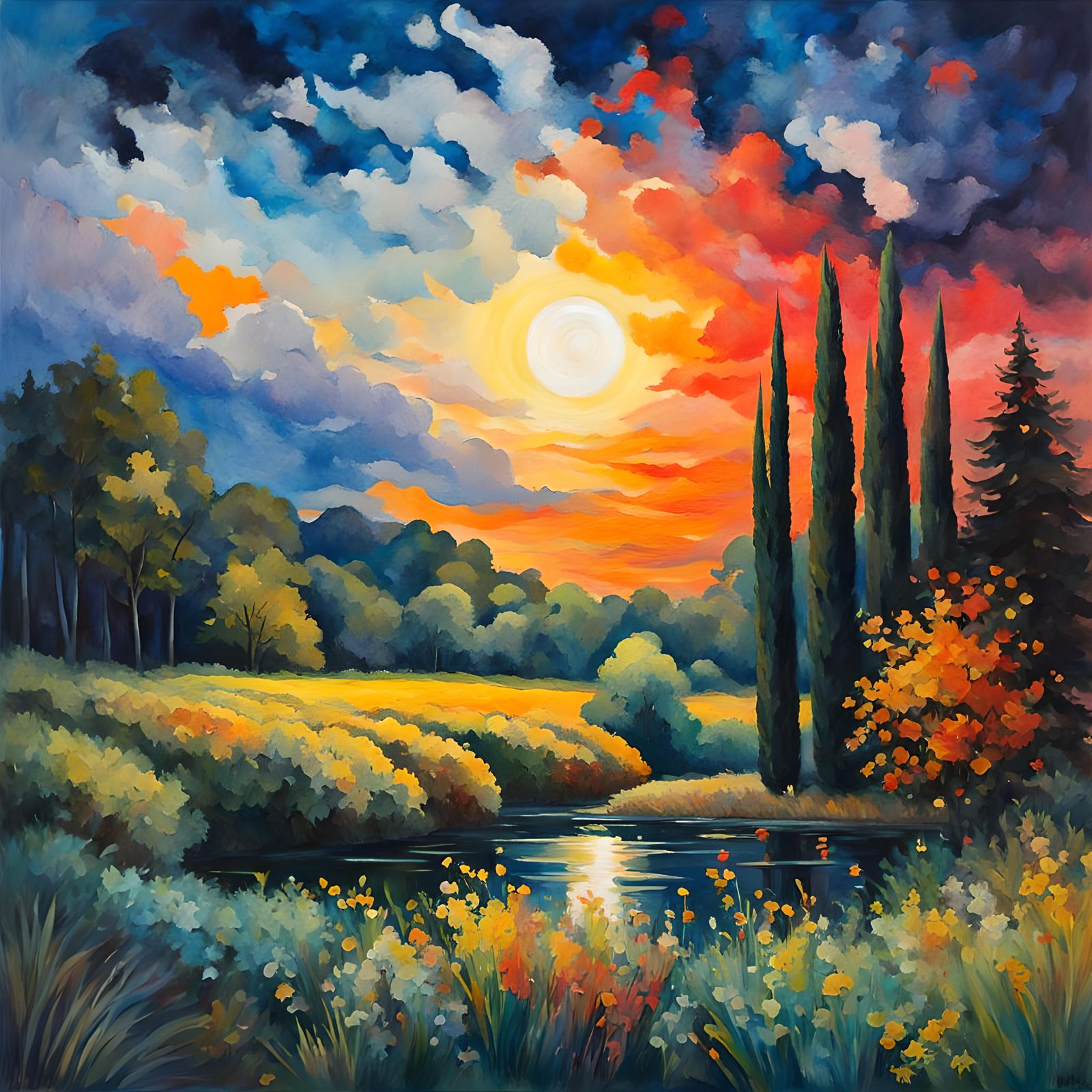 Night and Day in Gouache Style