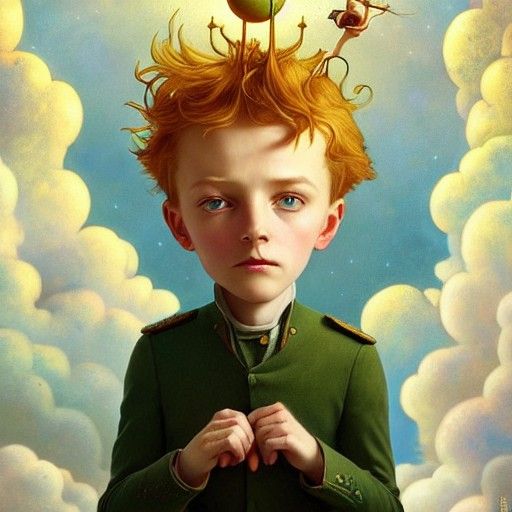 Sinister Cartoon of Little Prince on His Planet