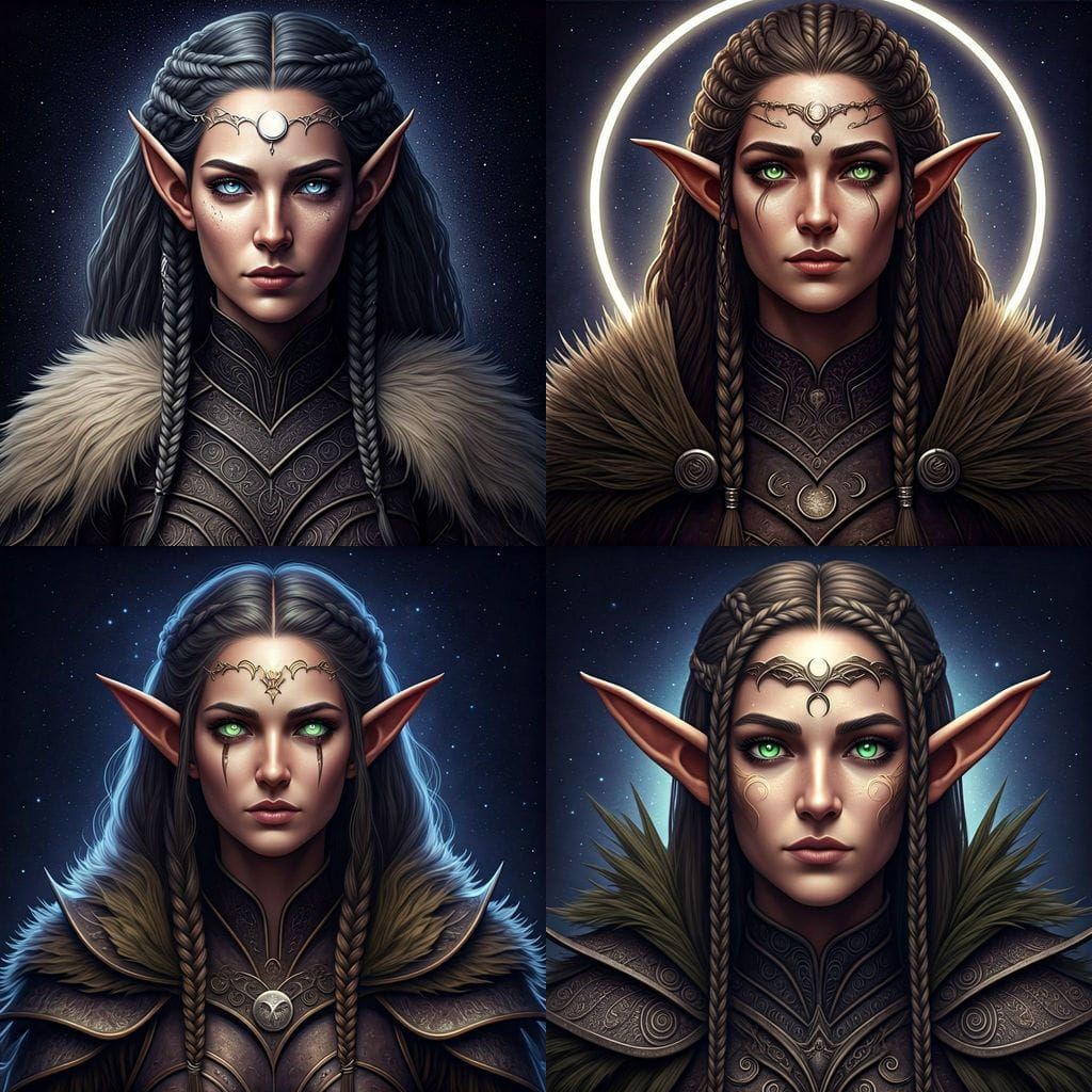 Elf Archer in Druidic Circle with Star Tiara