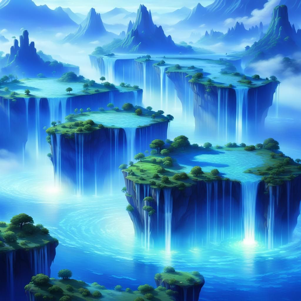 Floating Islands in Anime Style Concept Art