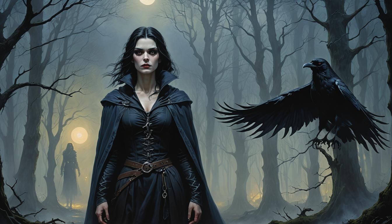 Eerie Vampire Beckons in Dark Fantasy Illustration