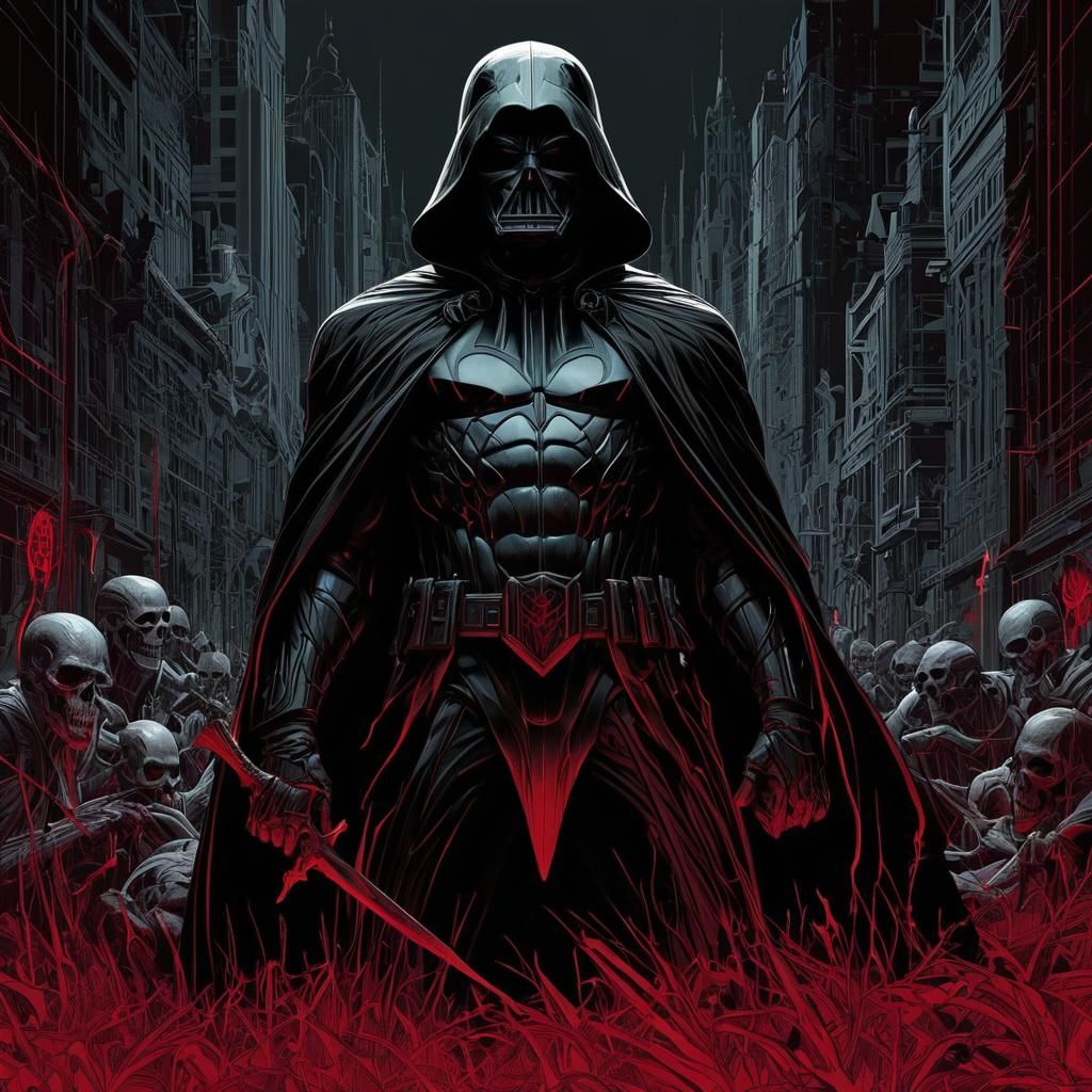 Grimdark Dystopian Figure in Graphic Novel Style