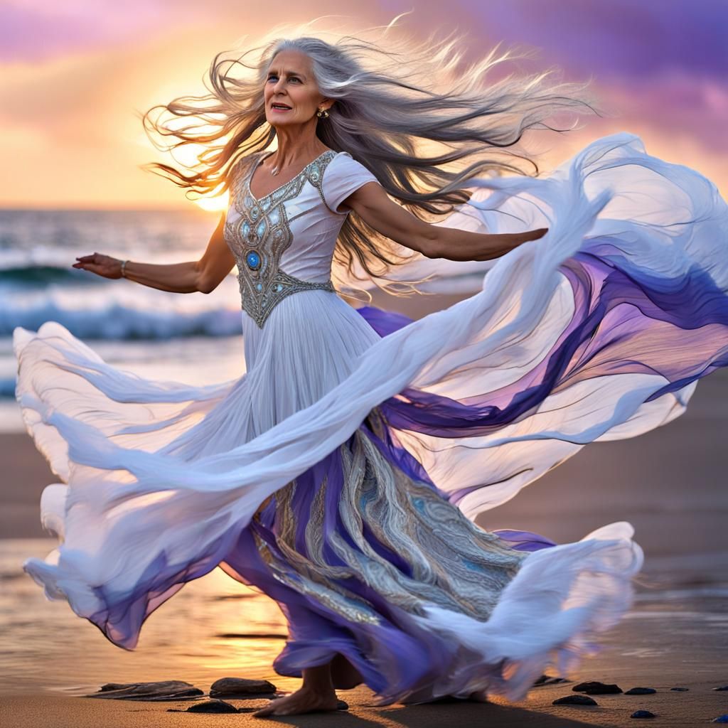 Dancing Woman at Sunset: Fantasy Concept Art