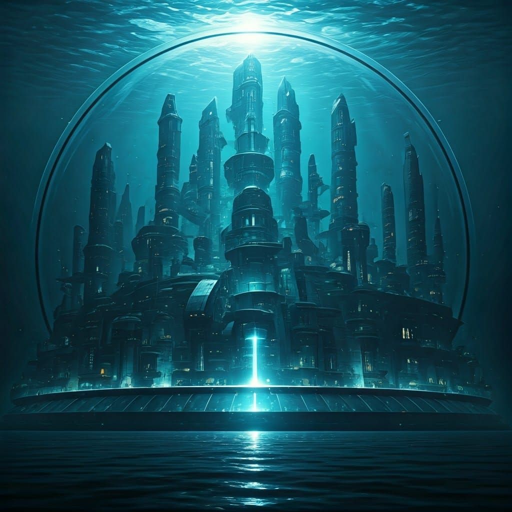 Aqualis: Bioluminescent Underwater City in 3D Game Style