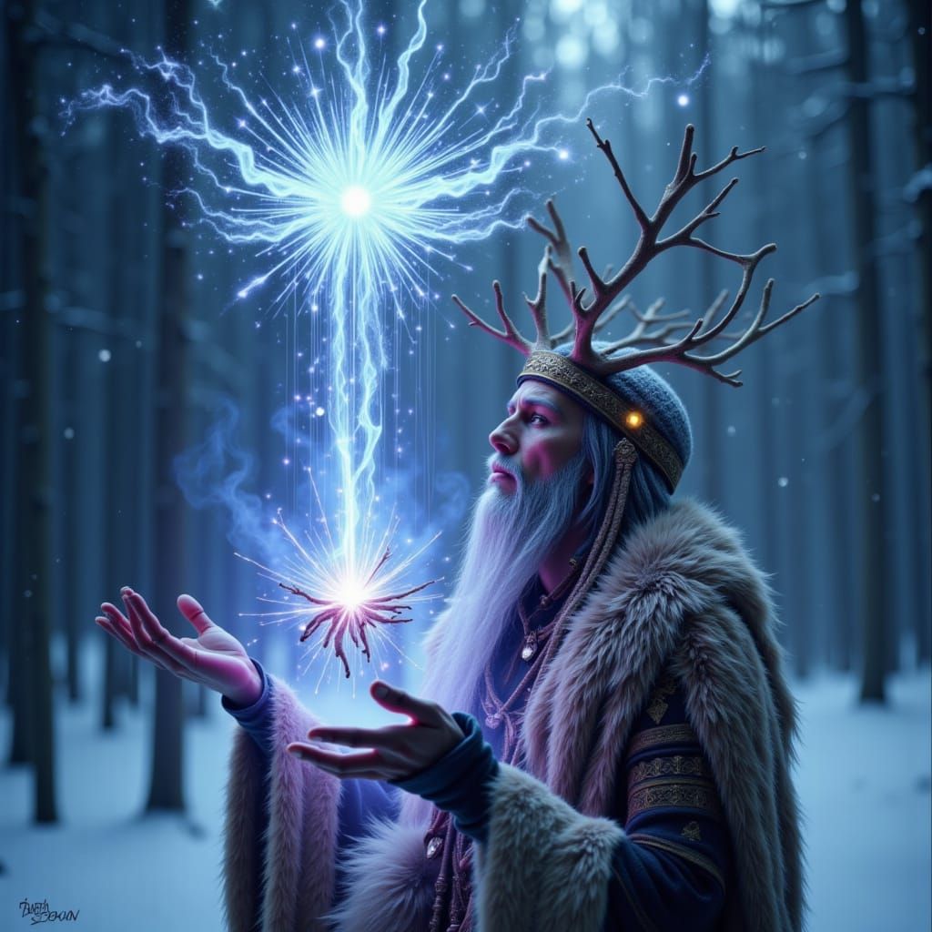 Siberian Shaman Leads Winter Ceremony with Neon Trichomes