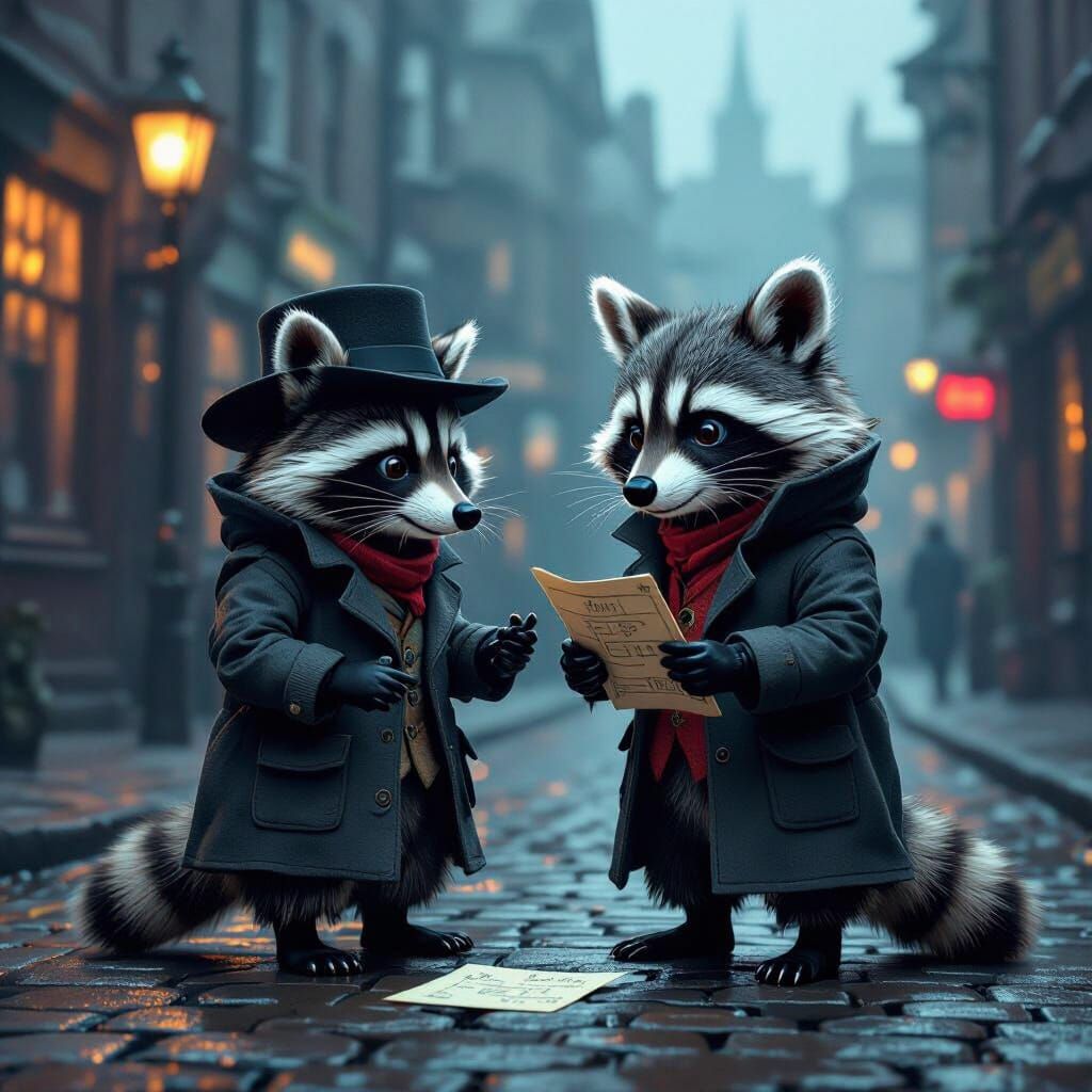 Steampunk Raccoon Detective in Victorian London