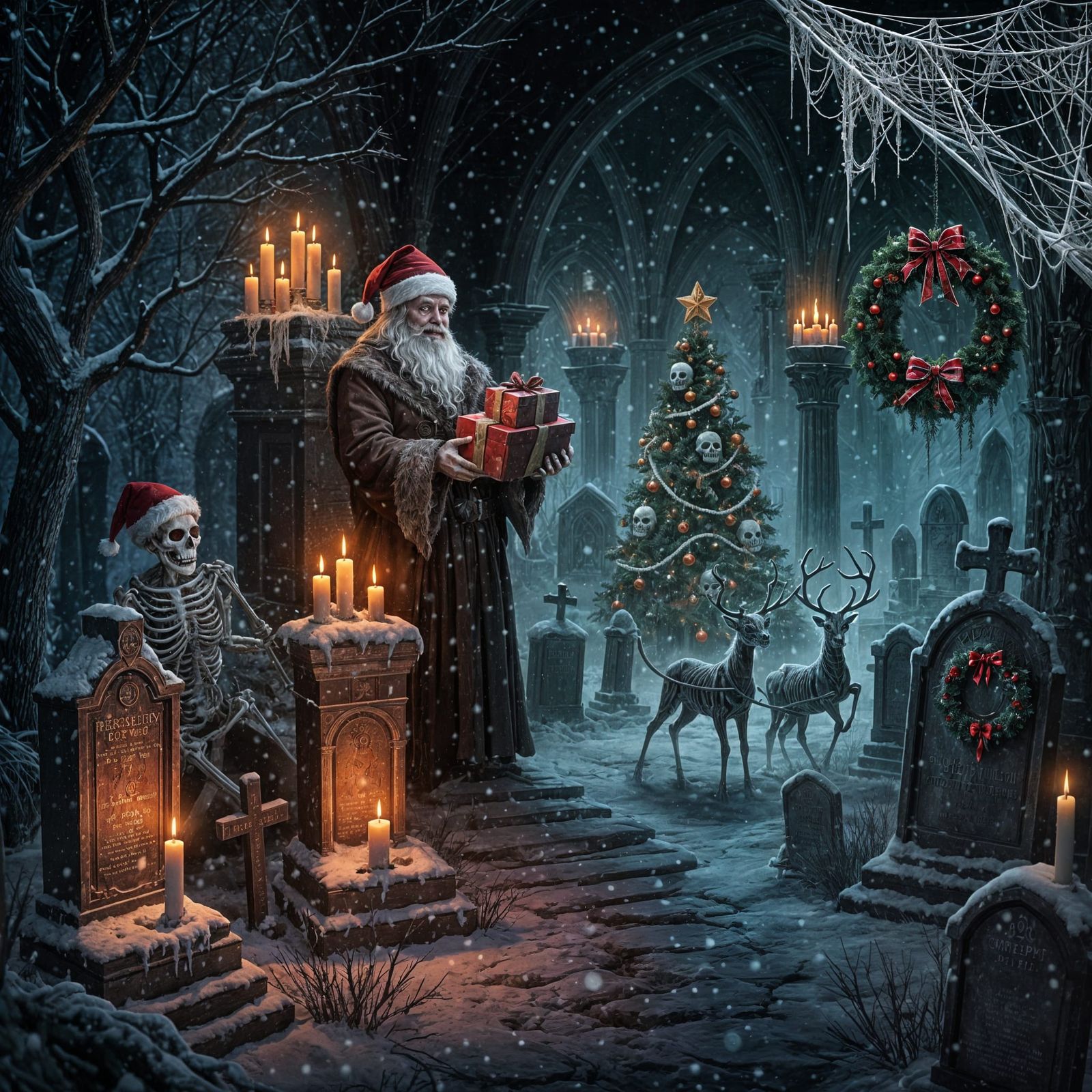 Crypt Claus: Skeletal Santa Delivers Ghostly Gifts