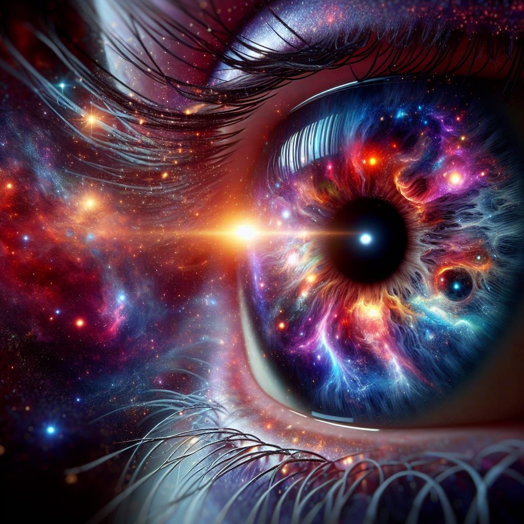 Galaxies Reflected in an Eye, Digital Art