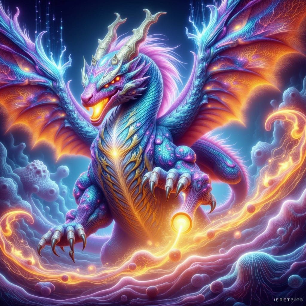 Majestic Dragon with Radiant Scales and Fiery Breath