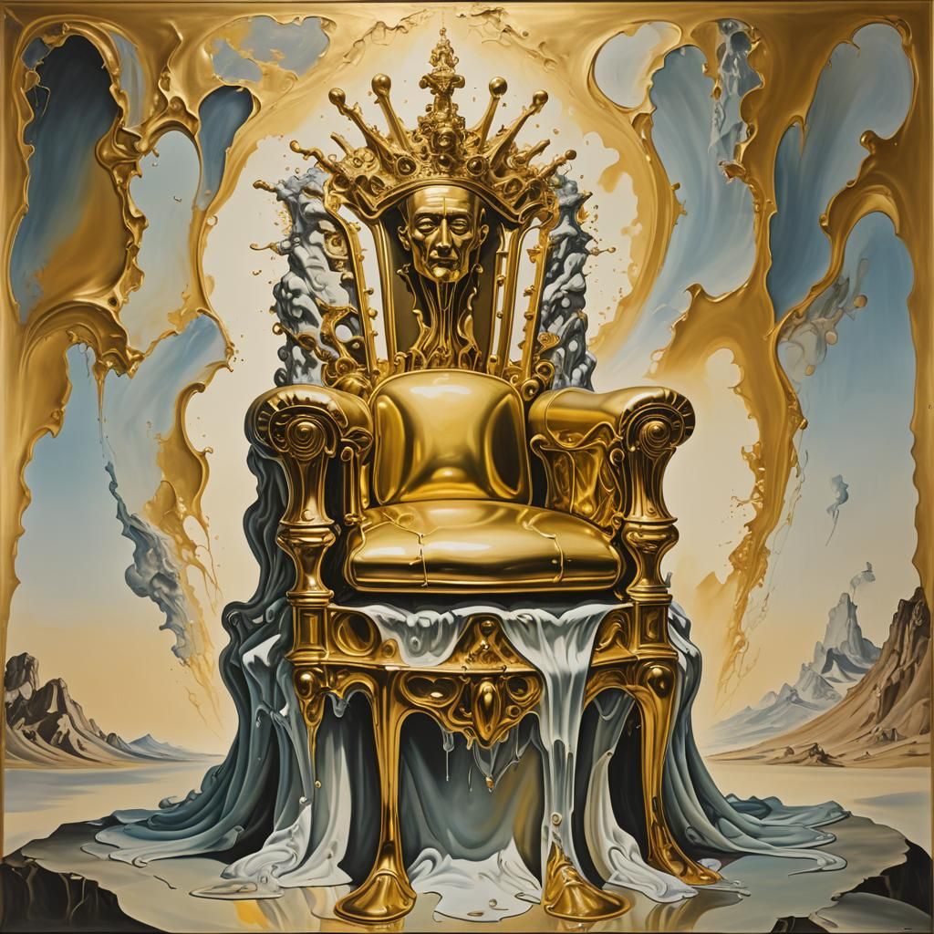 Golden Throne of God: Surrealist Oil Painting
