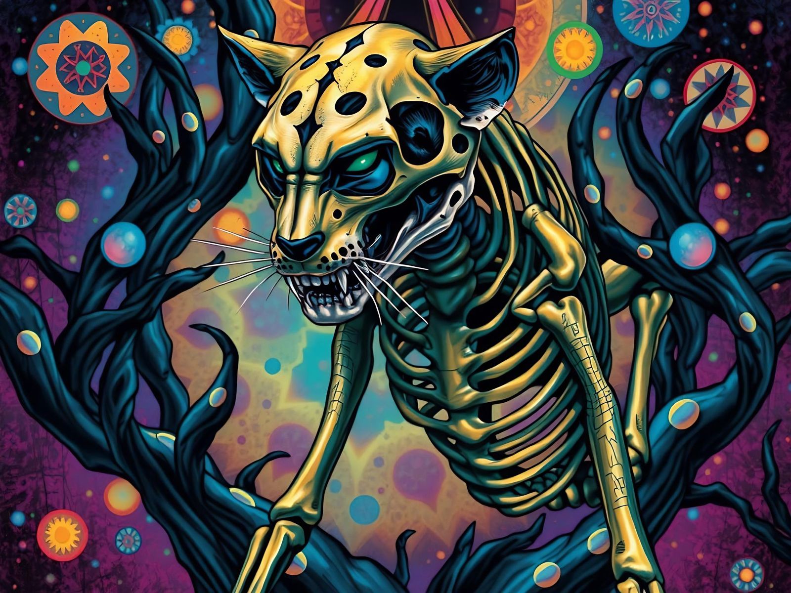 Panther Skeleton in a Surreal Style
