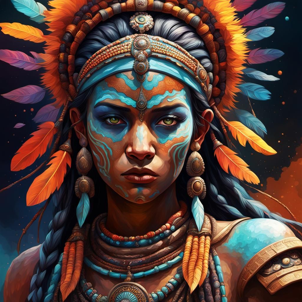 Detailed Hyperrealistic Shamaness Concept Art