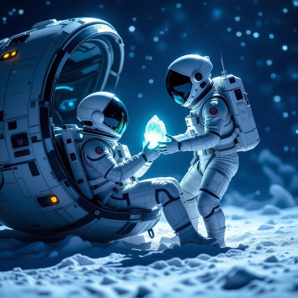 Astronaut Adrift with Alien Companion in Space