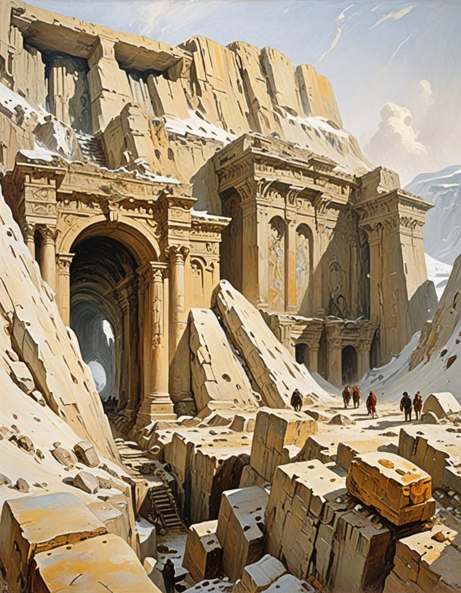 Explorer Finds Alien Temple Ruins as Oil Painting