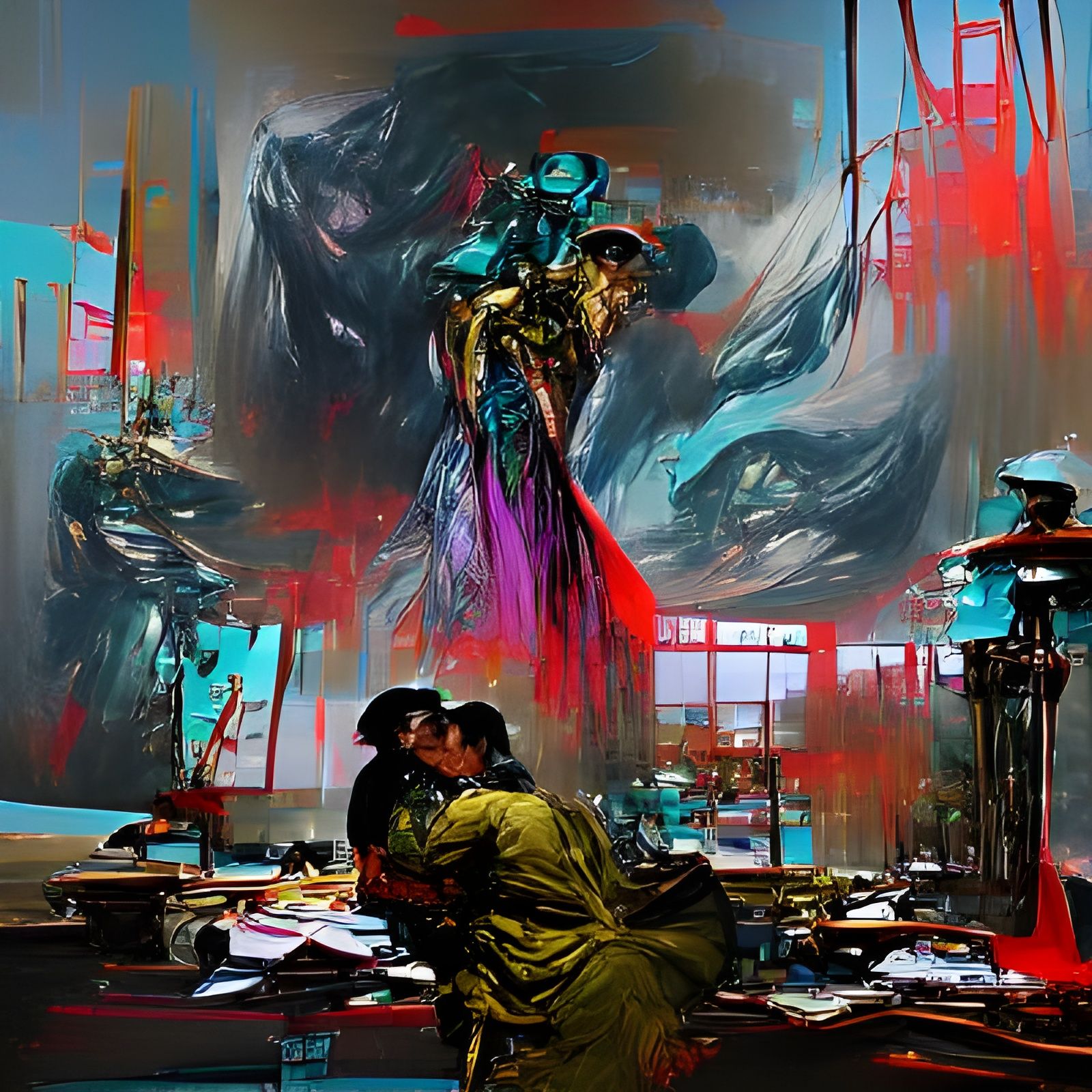 Heart Consumes Soul: Surreal Oil Painting in Retro Style