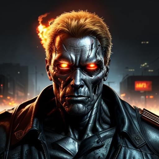 Terminator Endoskeleton in Post-Apocalyptic Cityscape