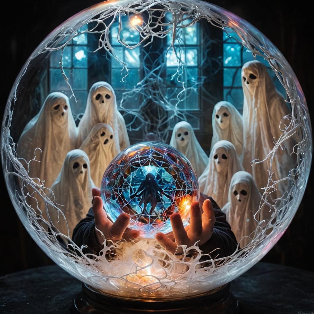 Eerie Specter with Cursed Crystal Ball in Surrealism