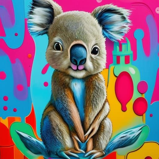 Peter Rabbit Koala Graffiti Art in Ultra Quality