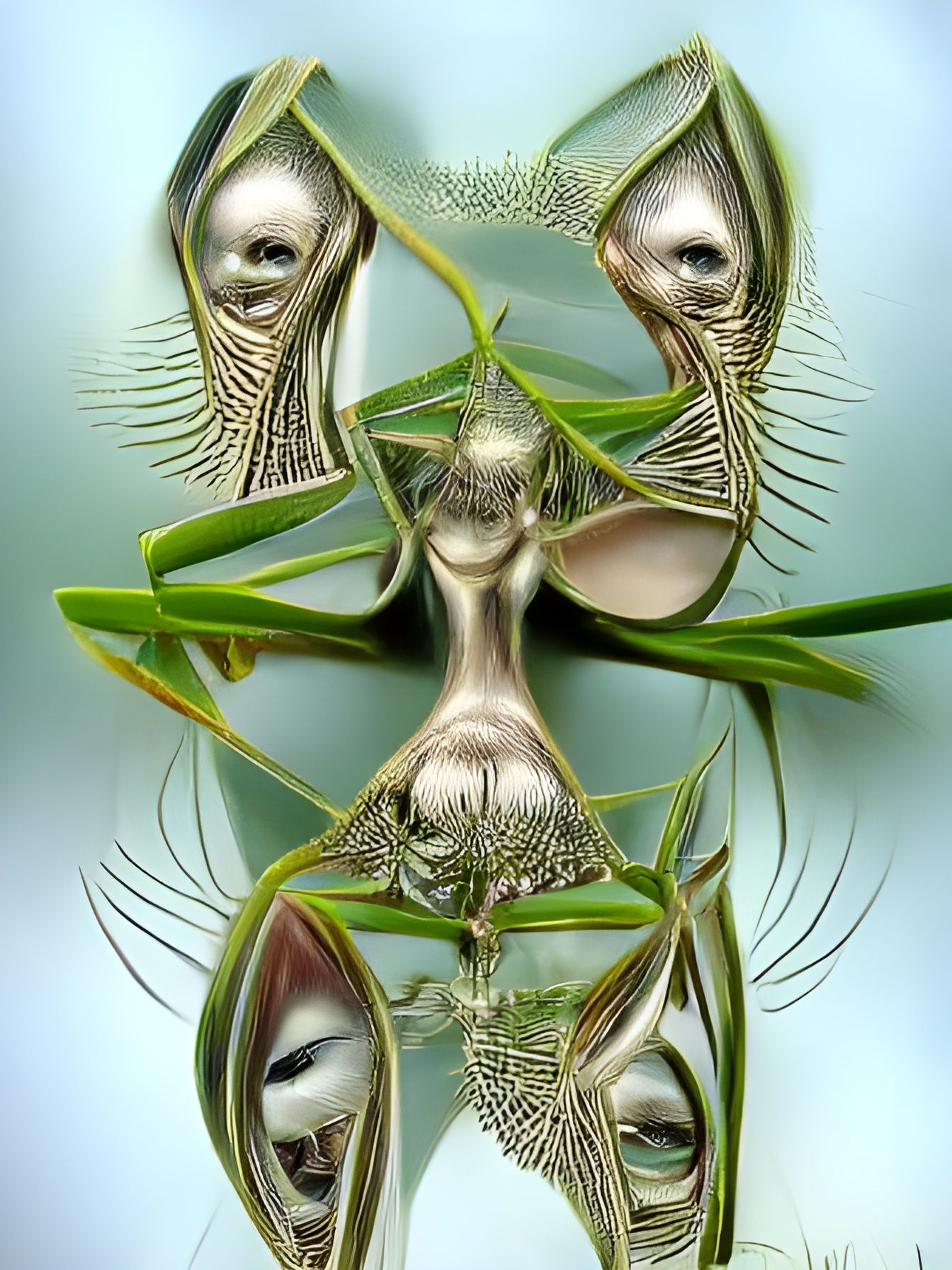Mirrored Mantis Portrait in Ernst Haeckel Style