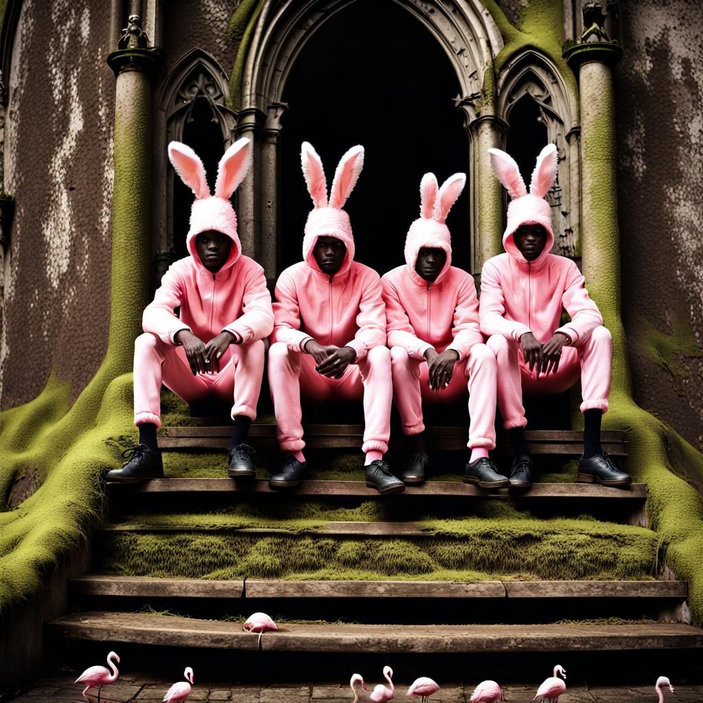 Vintage Photo: Men in Rabbit Costumes