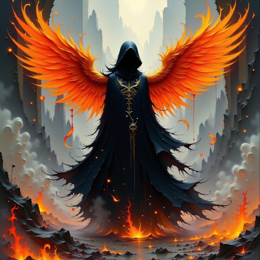 Dark Phoenix Spellcaster in Ember Landscape