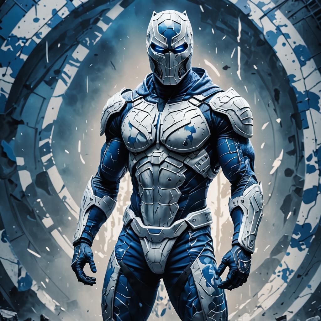 Futuristic Moon Knight Double Exposure Portrait