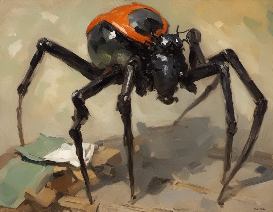 Mechanical Spider-Man Monster in Tonalist Style